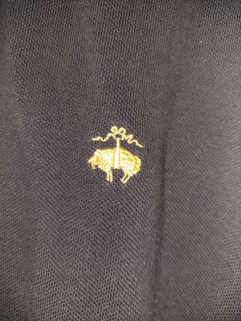 Brooks Brothers Men's Navy Polo Shirt with Yellow Logo - XL - Picture 4 of 8